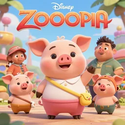 promotional art, very very very cute and adorable disney pixar piggy character wearing a cute outfit, iconic film character, concept art, 3 d render official art, promotional art, by ilya kuvshinov katsuhiro villeneuve, jeremy lipkin and michael garmash and rob rey, disney pixar zootopia