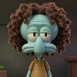portrait photograph of a beautiful handsome perfect handsome squidward with majestic thick curly brown hair and an extremely chiseled jawline with sharp jagged cheekbones and a strong symmetrical facial structure with decently big lips realistic hyperrealistic 4 k resolution 8 k resolution highly detailed very detailed extremely detailed hd quality detailed face very detailed face extremely detailed face trending on artstation