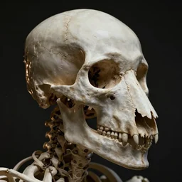 human head skeleton mix by animal head skeleton,hyper realistic,cinematic composition,cinematic lighting,highly detailed,8k render