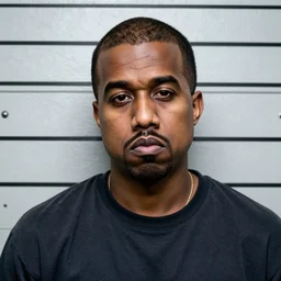 mugshot of sad kanye west, prison photo