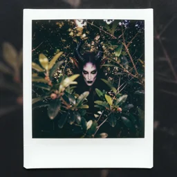 polaroid of a goetic demon hidding in the bushes