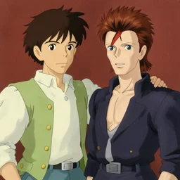 ray davies and david bowie, illustration by studio ghibli