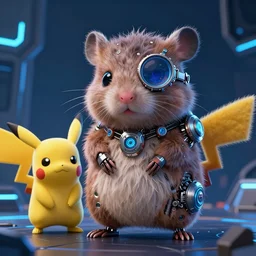 high quality video game sci - fi very cute fluffy! wombat!! cyborg with futuristic mechanical parts, cyberpunk monocle!, highly detailed, unreal engine cinematic smooth, in the style of detective pikachu, hannah yata charlie immer, dark blue neon light, low angle, uhd 8 k, sharp focus
