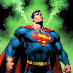 superman smoke kryptonite green dust, wlop, superman is high, high face, by greg rutkowski