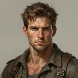 portrait of rugged male ranger d & d muscular fantasy intricate elegant headshot portrait detailed face coherent face highly detailed digital painting artstation concept art smooth sharp focus illustration art by artgerm and greg rutkowski and alphonse mucha