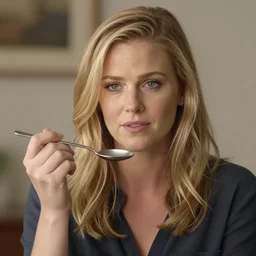 reese witherspoon holding a spoon, realistic, photorealism, highly detailed