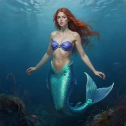 a woman merfolk in the style of Justin Gerard, realistic painting, high definition, digital art, matte painting, very detailed, realistic