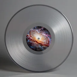 transparent vinyl record made of galaxy nebula space photo clouds