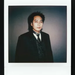 mao zedong wearing goth clothing, portrait, polaroid, by nan goldin