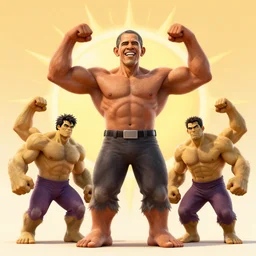 a war between 1000s of (Flexing)Obama Hulks and the Sun by Beeple, 4K