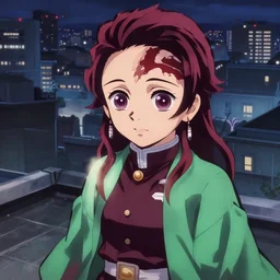 emma watson in heavens feel movie, demon slayer, ufotable, kyoani, high quality, key visual, cinematic, city background, night time, rooftop, fate stay night, unlimited blade works, greg rutkowski, extreme close up, rin outfit, anime, high angle, high budget