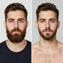 before and after beard vs no beard