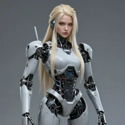 highly detailed portrait of a moody frostpunk long blonde hair lady with mecha droid robot companion, stray wiring by atey ghailan, james gilleard, by joe fenton, by greg rutkowski, by greg tocchini, by kaethe butcher, 4 k resolution, gradient blue, black and white color scheme!!! ( ( glaciated dystopian city background ) )