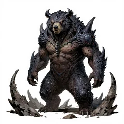 Draconic scaly dark fantasy bear monster by Kentaro Miura