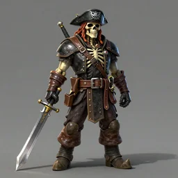 skeleton space pirate holding a vibrosword, epic fantasy character art