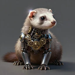 cyborg ferret, robotic, gears, intricate, sharp focus, lens flare, bloom, illustration, highly detailed, digital painting, concept art, matte, art by ruan jia and wlop and greg rutkowski, masterpiece