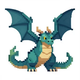 pixelated dragon inspired by ragnarok online, 1 2 8 bit, 1 0 0 0 x 1 0 0 0 pixel art, 4 k, super detailed, nintendo game, pixelart, high quality, no blur, sharp geometrical squares, concept pixelart