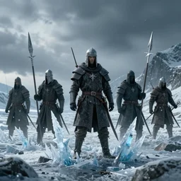 medieval warriors impaled with icestakes in the arctic, ice spikes from the ground, grimdark, 8 k, tending on artstation, octane render, photograph, photorealistic, in style of peter mohrbacher