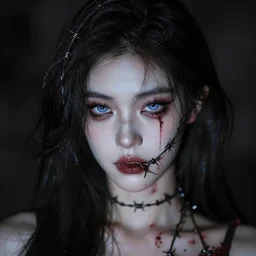 she was beautiful, in a deadly sort of way. her skin was made of razors and barbed wires, and her eyes gleamed with a cruel light.