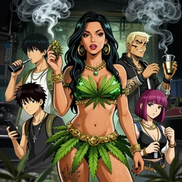 marihuana goddess, female, art gta 5 cover, cannabis, smoking weed, 4 2 0, official fanart behance hd artstation by jesper ejsing, by rhads, makoto shinkai and lois van baarle, ilya kuvshinov, ossdraws