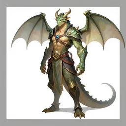 a fantasy draconian character design sheet, trending on artstation