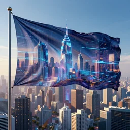futuristic flag of a city