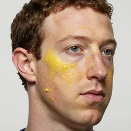 Mark Zuckerberg with yellow pourous looking skin, skin that looks like lemon skin