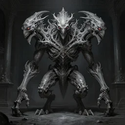 professional concept art symmetric portrait of a terrifying! mechanical!! predatory fractal! species in a dark room by artgerm and greg rutkowski. an intricate, elegant, highly detailed digital painting, concept art, smooth, sharp focus, illustration, in the style of cam sykes.