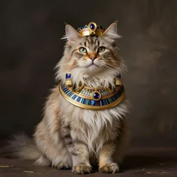 long haired fluffy anthromorphic cat dressed in cleopatra costume detailed matte painting in the style of johannes voss