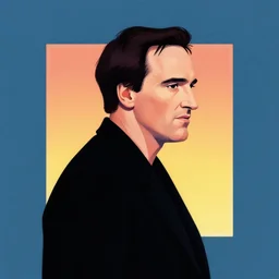 centered cell shaded! quentin tarantino side view llustration, art by laurie greasley