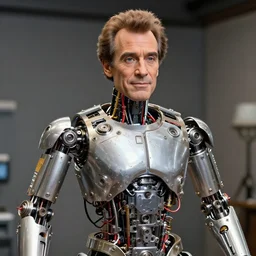 animatronic Jerry Seinfeld, exposed mechanics, photo, Stan Winston studios, detailed, 4k