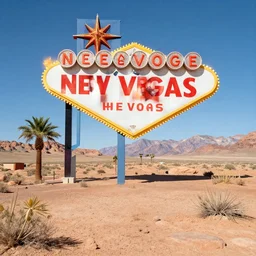 Matte painting of of New Vegas in the middle of the Mojave wasteland 4k detailed
