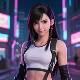 portrait of tifa lockhart, final fantasy, neon lighting, night city, digital art from artstation by ruan jia and mandy jurgens and artgerm and william - adolphe bouguereau and greg rutkowski and wayne barlowe