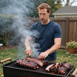 mark zuckerberg, hey everyone. we are live from my backyard... where i am smoking a... brisket and some ribs. i am... i'm making meats now. smoking these meats here. our little meat smoking. it's smoking, so. i'm the meat chef. yeah, someone asked me, do i smoke meat? smoking meat. smoking