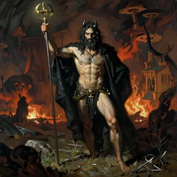 mephisto ruling over hell by norman rockwell