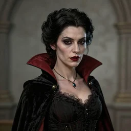 portrait of a lady vampire, 35mm, victorian, depth of field, ominous, sharp, highly detailed, photorealistic, realistic, unreal 5, high definition, 8k, deviantart, donato giancola, irwin penn