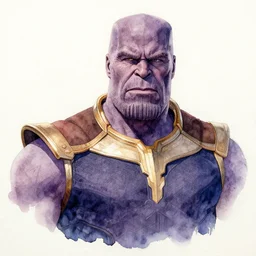 a portrait of thanos, watercolor painting on a paper