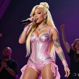 a high quality, ultra hd, high resolution, 8 k resolution, award winning anime still of nicki minaj performing on stage
