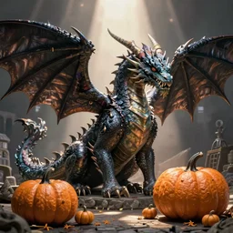 dragon, pumpkin, realistic, monster,