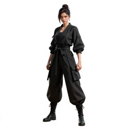graceful cyberpunk street samurai, high detail digital art, full body, standing, isolated on a pure white background, centered, whole figure in frame, sharp focus, studio lighting