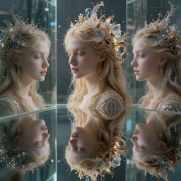 divine reflections of imaginations infinitely phantasmagoric beauty showing us our true essence, 8 k resolution hyperdetailed, volumetric lighting, photorealism