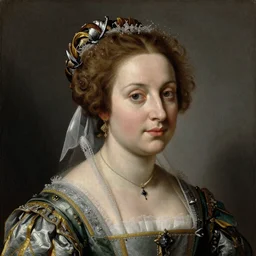 Portrait close up of a beautiful Italian duchess in the style of Francesco Bacchiacca (1494-1557), Pontormo, oil on canvas