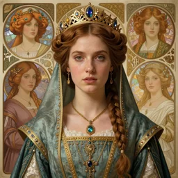 a highly detailed portrait of a medieval icelandic princess, beautiful detail and color, art by john collier and albert aublet and krenz cushart and artem demura and alphonse mucha, volumetric lighting, octane render, 4 k resolution, matte, sharp focus, illustration, art by jacque - louis david, baroque style