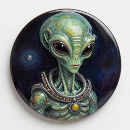 a Semi-gloss painting of an alien from Planet Vulcan