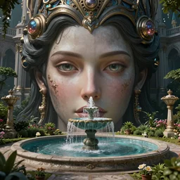 A beautiful garden, next to a fountain and a mystical palace, hyperrealistic mixed media, stunning 3d render inspired art by P. Craig Russell and Barry Windsor-Smith + perfect facial symmetry + dim volumetric lighting, 8k octane beautifully detailed render, post-processing, extremely hyperdetailed, intricate futuristic mechanic parts, epic composition, grim yet sparkling atmosphere, cinematic lighting + masterpiece, trending on artstation