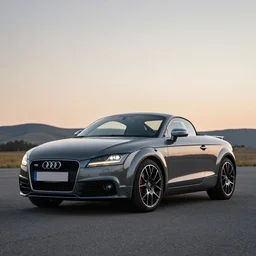 cinematic photo of an Mk2 Audi TT Roadster 2.0TFSI in dark grey, ultra wide angle