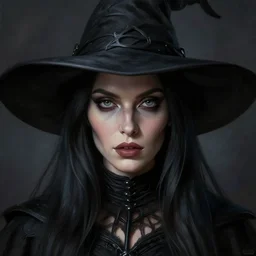 blender, artwork, symmetrical realistic, portrait, close - up, dark witch, painting by tom bagshaw, smooth, sharp focus