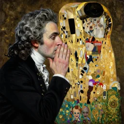 highly detailed oil painting | very intricate | cinematic lighting | black, white and gold color scheme, dark background | god whispering on beethovens ear by alexander mcqueen | by roberto ferri, by gustav moreau, by singer sargent and klimt, american romanticism, occult art | by austin osman spare, artstation, cgsociety, official art, octane