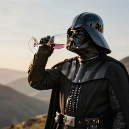 darth vader drinking a glass of wine