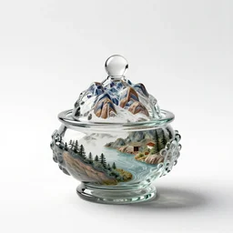 glass incense burner, stylized 3d render, isolated on a pure white background, centered, entire object in frame, sharp focus, soft studio lighting